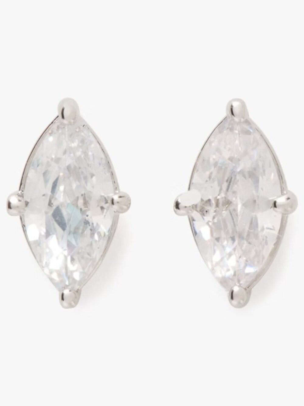 NWT Small Kate Spade Signature Solitaire Stud Earrings Clear Crystal Silver NEW